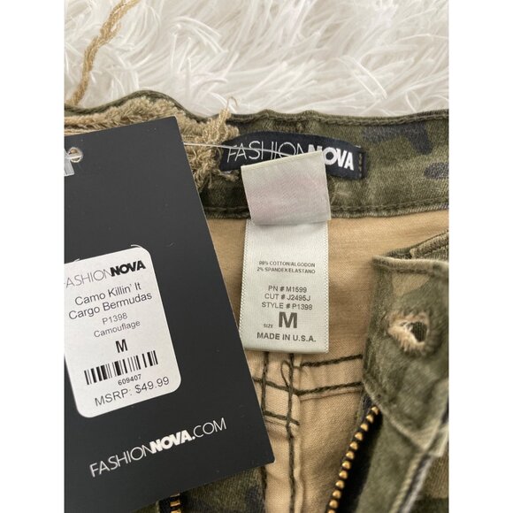 NWT FASHION NOVA Camo Killin It Cargo Bermuda Distressed Shorts Size M - Picture 6 of 11